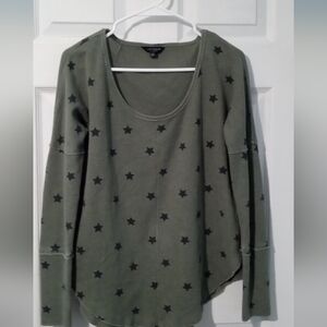 Lucky Brand Green Star Pattern Long Sleeve Thermal